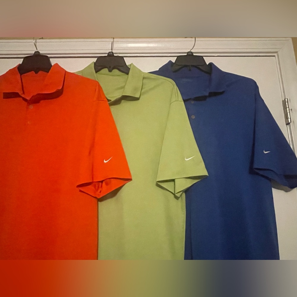 Lot of Three (3) Men’s XXL 2XL Nike Golf Polo Orange Lime Green Royal Blue